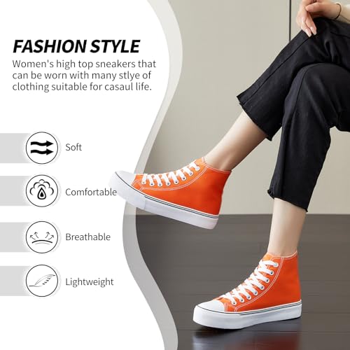 Image of yageyan Womens High Top Canvas Sneakers Lace up Fashion Shoes for Women Casual Classic