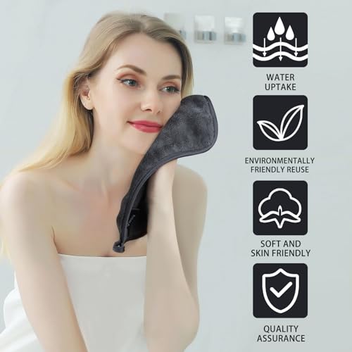 VIVOTE Premium Makeup Remover Cloths Microfibre Face Cloths Reusable Flannel Face Cloth Soft Face Cleansing Cloth 15 * 30cm 4 Pack (Dark Gray) - Image 7