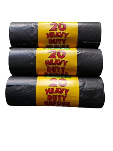 ROYAL MARKETS ROLL OF 20 HEAVY DUTY REFUSE SACKS HOME RUBBISH WASTE BIN LINER BLACK BAGS (3)