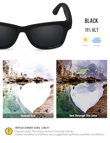 Image of BLAZERBUCK Photochromic Replacement Lenses Compatible with Ray-Ban Meta Wayfarer RW4008 | RW4012 (Gen 2) 53mm Smart Glasses