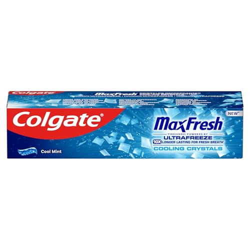 COLGATE - Pasta de Dientes Colgate Max White Cristales Refrescantes 75 ml - Sabor Menta - Dentífrico con Flúor - Sensación de Frescor Instantáneo y 10 veces más Duradero