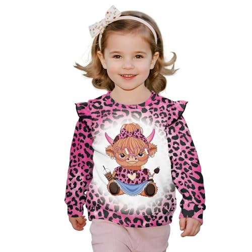 Pullover Sweatshirt 1-8 Y Ruffle Shoulder Sweaters Long Sleeve Shirt for Girls Soft Crewneck Tops