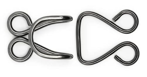 Lakesstory Metal Hooks & Eyes Closure - Heavy Duty Black Hooks for Clothing, Skirt & Pants Closures, 4 Sets