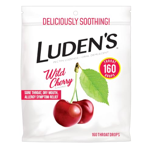 Ludens Sore Throat Drops for Minor Sore Throat Relief Wild Cherry 160 Count