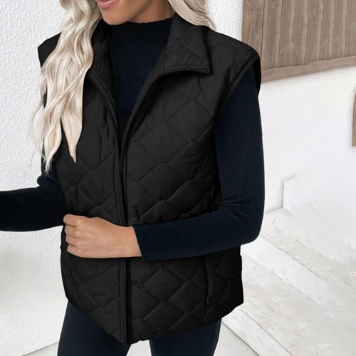 KICILVS Women’s Black Puffer Vest: Lightweight Quilted Jacket with Stand Collar for Effortless Winter Style - Image 8