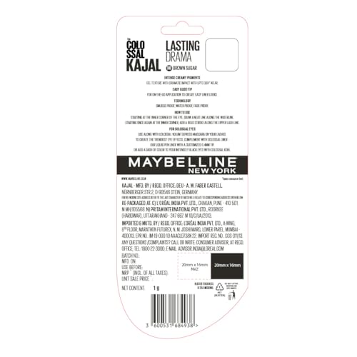 Image of Maybelline New York Colossal Lasting drama Kajal, 30 Brown Sugar | 36H Wear, Waterproof, Smudge Proof Kajal