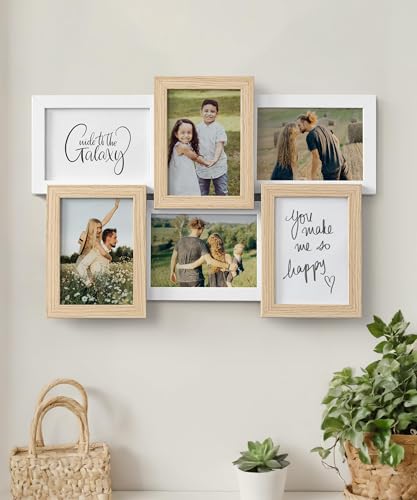 SUMGAR Marco de Fotos Collage 10x15 Madera Blanca Set de 6, Marco de Fotos 10x15 para Oficina o Pared, Regalo para Familia, Boda