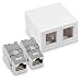Produktbild kwmobile 1x CAT 6A Aufputz Netzwerkdose inkl. 2X Keystone Module - 2 Port RJ45 Buchse 10 Gbit/s - Netzwerk LAN Aufputzdose Internetdose Set in Weiß