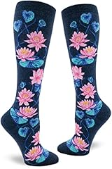 Lotus Knee High Socks in Heather Navy