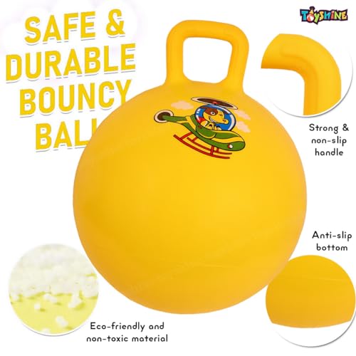 Image of Toyshine 55cm Hopper Ball Inflatable Hopping Balls Jumping Therapy Toys Sit and Bounce Ball with Handle for Kids Ages 5+, Yellow