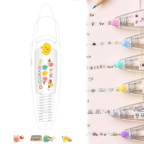 Joyfullift Decorative Pens, Joyful Lift Pens, DIY Cute Animals Press Type Decorative Pen, 2023 New Cute Animals Lace Correction Tape Decorative Tape Pen, Cartoon Floral Sticker Tape Pen (Zoo)