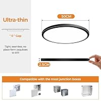 slochi Deckenlampe LED Deckenleuchte Flach, Ø50CM 3Farben 46W Schwarz – Ansicht 5