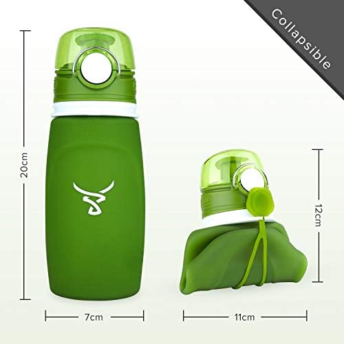 Viking Bottles Collapsible Water Bottle, BPA-Free Leakproof Silicone, 500ml Roll-up | Foldable Non-Toxic | Eco-Friendly |Hygienic Lid | Kids Sports Running Gym Yoga Travel Cycling Outdoors