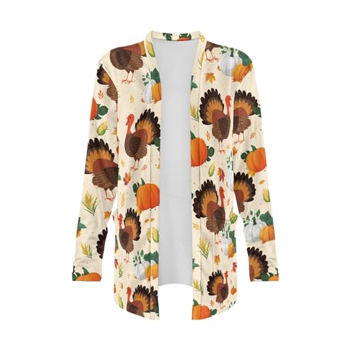 Image of Fall Maple Leaf Cardigan Sweaters for Women Long Sleeve Cardigan Soft Drape Open Front Dusters V-Neck Jackets Dressy