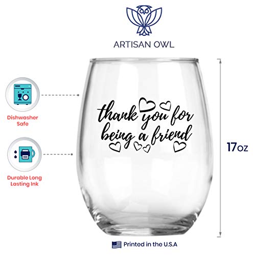 Thank You For Being A Friend - Cute Funny Stemless Wine Glass - Large 17Oz Stemless Wine Glass #TOP1