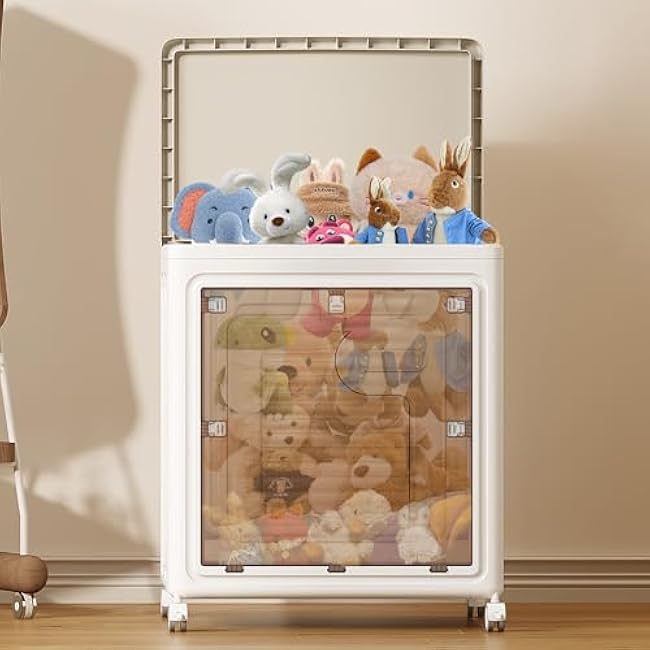 SAILUN 32Gal/127Qt Toy Storage Organizer, Large Toy Storage Box with Lid Wheels, Toy Organizer and Storage Bins for Playroom, Bedroom, Nursery, Living Room, Daycare, Brown