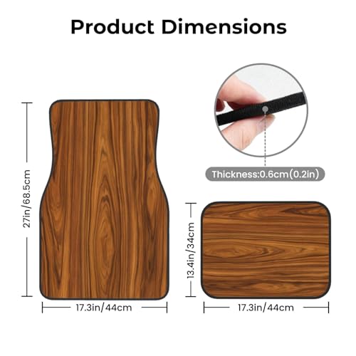 Yakelo Dark Brown Wood Grain Car Floor Mats Set #TOP29
