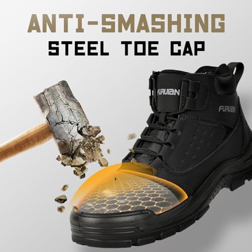 Image of Furuian Steel Toe Boots for Men Women Lightweight Work Boots Pioneer Series | ASTM Certificated Safety Shoes, Width Option, Non Slip Rubber Sole, Comfortable Work Shoes for Construction, Warehouse, Yard