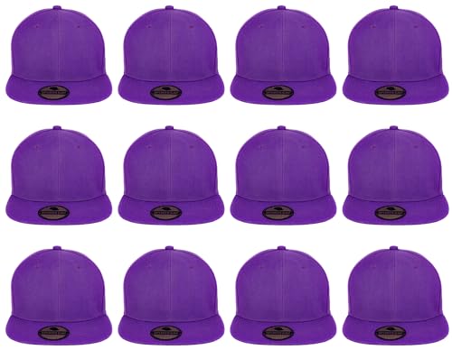 Image of Gelante Plain Blank Flat Brim Adjustable Snapback Baseball Caps Wholesale LOT 12 Pack