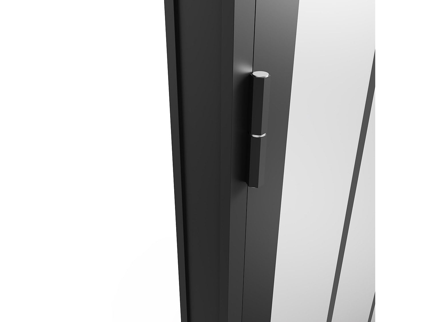 Vente-unique - Bloc porte réversible en aluminium et verre trempé dépoli style atelier - H204 x L73 cm - Noir - ERMELO