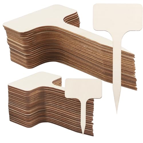 Wlicon 60 etiquetas de bambú para plantas de 10 cm y 18 cm, etiquetas de madera para plantas, marcadores de jardín tipo T para hierbas, verduras, flores, etiquetas de nombre Gardenin