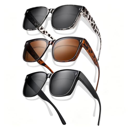 Oversized Polarized Sunglasses Over Glasses for Women Fits Large Frame