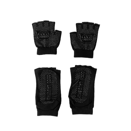 Theamensa - Yoga Pilates Socks and Gloves Set, Non Slip Yoga Socks and Yoga Gloves with Grips for Women, Girls
