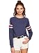 ROMWE Women's sweater Heathered Striped Raglan long Sleeve sport tee Sweatshirt Navy S