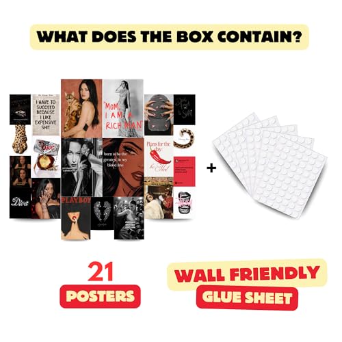 Image of Yellow Town India Mom I'm The Rich Man Multi Sized Wall Poster Kit | Set of 21 (4 A4, 8 A5, 9 A6) | Bold Feminine Vision Board Room Decor | 300 GSM Glossy Prints with Wall-Friendly Adhesive | Bedroom, Hostel & Apartment