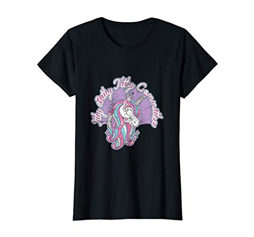 Womens Itty Bitty Titty Committee Unicorn Retro Vintage T-Shirt