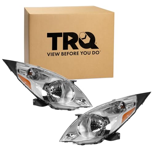 Image of TRQ 2 Piece Headlight Assembly Set Chrome Bezel Driver & Passenger Side Compatible with Chevrolet Spark 2013-2015 GM2502368 GM2503368 95087990 95087991 95281468 95281469