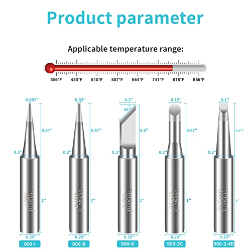 Image of BAKON 5PCS 900M Soldering Iron Tips,Lead-Free Durable Long Lifespan Soldering Tips Compatible with BK969S Soldering Station