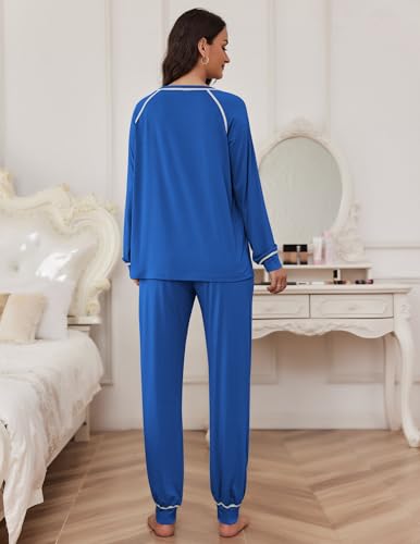 Image of Ekouaer Pajamas Set for Women Soft Comfy Pjs Sets Long Sleeve Sleepwear Loungewear S-XXL