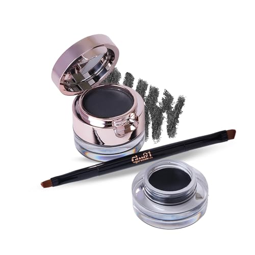 Image of Glam21 2-in-1 Eyebrow Powder & Gel Eyeliner | Intense Black Color | Quick Drying & Lasts 24 hrs | Smudge & Water Proof |Quick-Dry | Dual-Ended Brush | Inbuilt Mirror for Touch-up |4gm