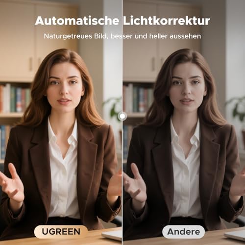 Bild 2 - UGREEN UHD Webcam 4K, Webcam mit Mikrofon und Objektivabdeckung, PC Kamera mit Autofokus, Automatische Lichtkorrektur, 70°FOV, USB-A/C Anschluss, für PC/Laptop/Windows/Mac/Linux/Skype/FaceTime