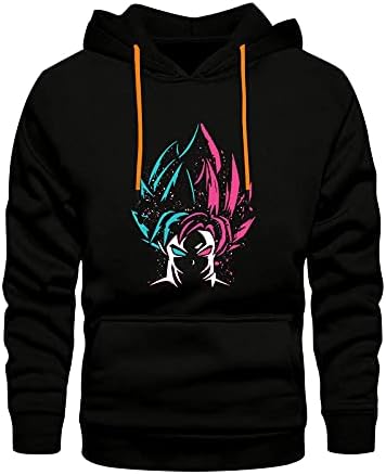 Teewink Stylish Unisex Goku Legacy Tricolor Anime Design Printed Hooded Hoodies | Pullover Sweatshirts for Men & Women Black