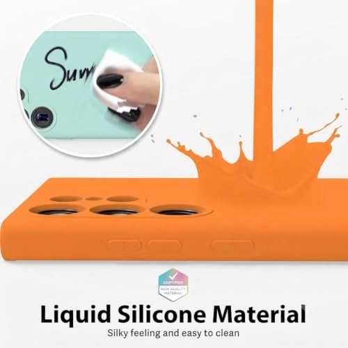 Image of DIZORO Microfiber Candy Compatible for Samsung S25 Ultra 5g Smooth Touch Cushion Liquid Soft Silicone Gel Rubber Phone Cases Non-Slip Full Body Protective Shockproof Back Cover(Orange)