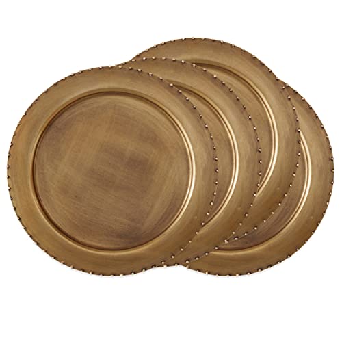 Platos decorativos redondos de hierro dorado, set de 4 miniatura 1