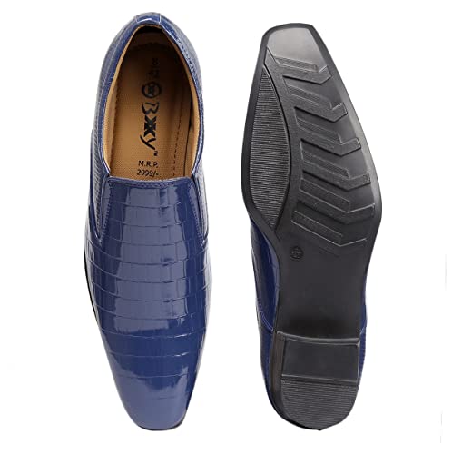 Image of BXXY Men's 2 inch Height Increasing Patent Material Casual Formal Moaccasion Slip-On Shoes with Pu Sole.