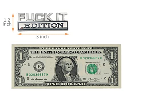 Fuck-It Edition Emblem 3D Fender Badge Decal Car Truck Replacement For F150 F250 F350 Chevy Silverado 1500 2500 C10 C15 Chrome Black #TOP1