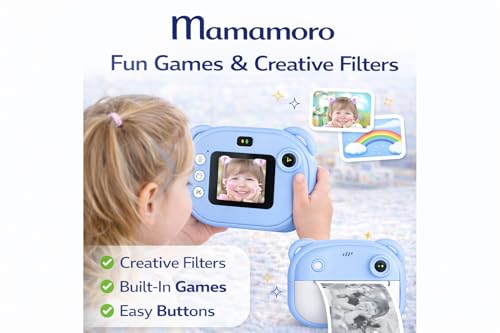 Image of Camera for Kids with Print | Kid Digital Camera for Photography & Videography with Color Display - Includes 2 Paper Rolls (Blue)