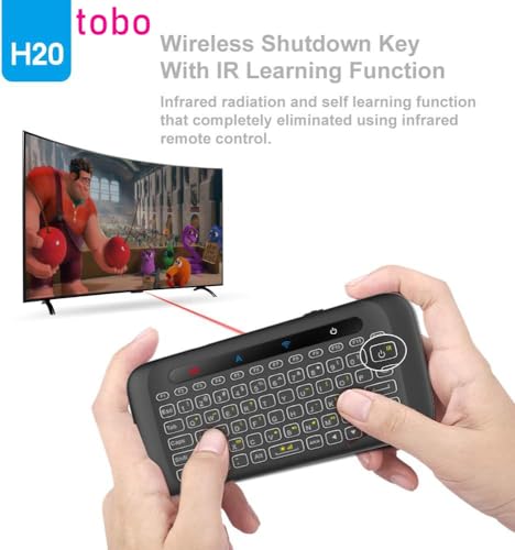 Image of Tobo Mini Wireless Keyboard,H20 Mini Keyboard with Touchpad,Backlit Small Wireless Keyboard,Full Size Touchpad,Handheld IR Remote Keyboard TD-600KM