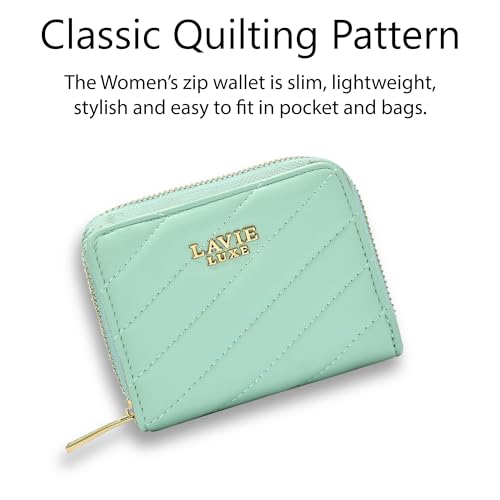 Image of Lavie Luxe Women's Diagonal Flap 25 Quilted Small Zip Wallet | Gift for Women