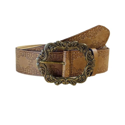 AGUTALITHIC Distressed and Embossed Brown & Black Leather Belt 1 1/2