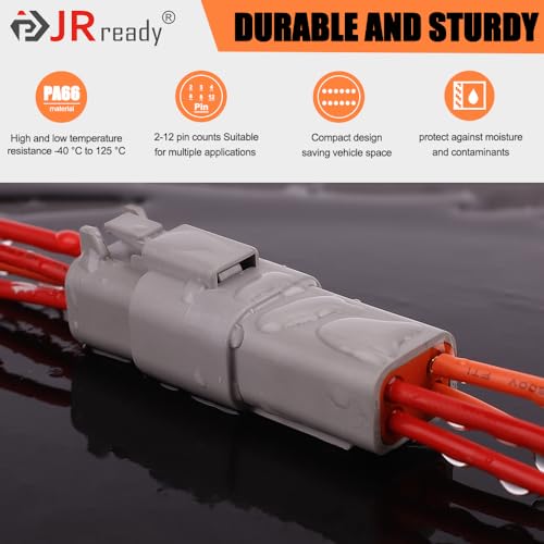 JRready ST6309 Deutsch Connector Kit 416PCS - 2 3 4 6 8 12 Pin DT Connectors with Size 16 Solid Contacts(14-20AWG), Waterproof Automotive Electrical Connector for Car, Motorcycles, Boat - Thumbnail 3