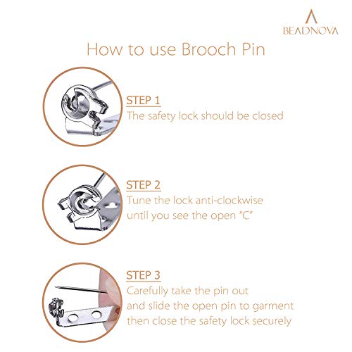 image for BEADNOVA Brooch Pin Back 60pcs Bar Pin Back 1.5 Inch Clasp Pinback Bro