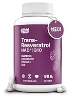 Trans-Resveratrol, NAD⁺, Coenzym Q10, Quercetin, Astaxanthin, Vitamin C & Zink | Antioxidativ, Anti-Aging & Immunsystem | 90 Kapseln | Hochdosiert | Mit 7 synergetischen Wirkstoffen | 3 Monats-Vorrat