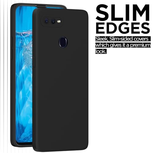 Image of Outlouders Back Cover for Oppo F9 / F9 Pro / A5 / A5S | Camera Protection | Durable Soft Matte Silicone Bumper Case (Black)