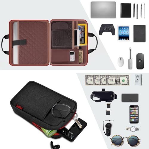 Image of Laptop Case 15.6 Inch Briefcase Military-Grade Protection with Detachable Belt Bag, Compatible All Model of 15-16 Inch MacBook Pro and Most Popular 15.6 Inch Notebooks Chromebooks (Black Red)