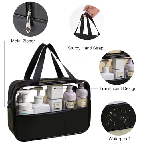 Image of Apophis Pvc Travel Makeup Pouch Set Toiletry Bag Cosmetic Organizer Bag for Women and Girls Toiletry Storage Kit Set of 3 (Black)